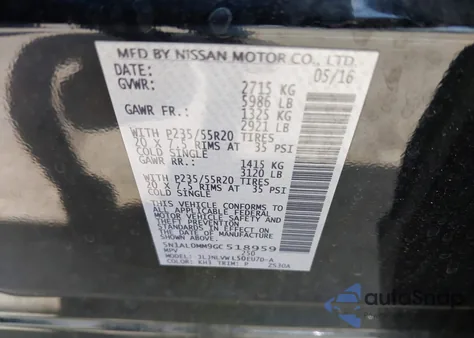 2016 Infiniti Qx60 из США, поврежденный, VIN 5N1AL0MM9GC518959